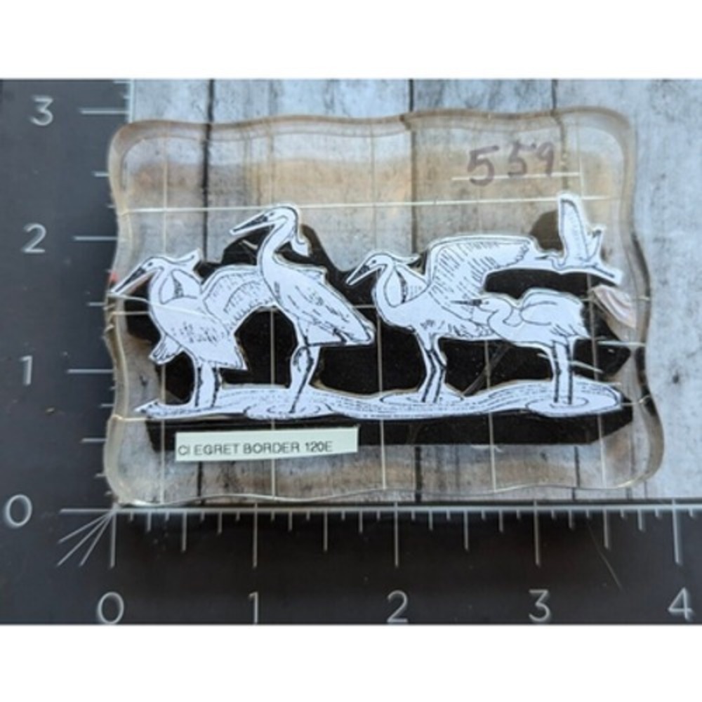 Egret Border Birds Acrylic Mount Rubber Stamp #H11